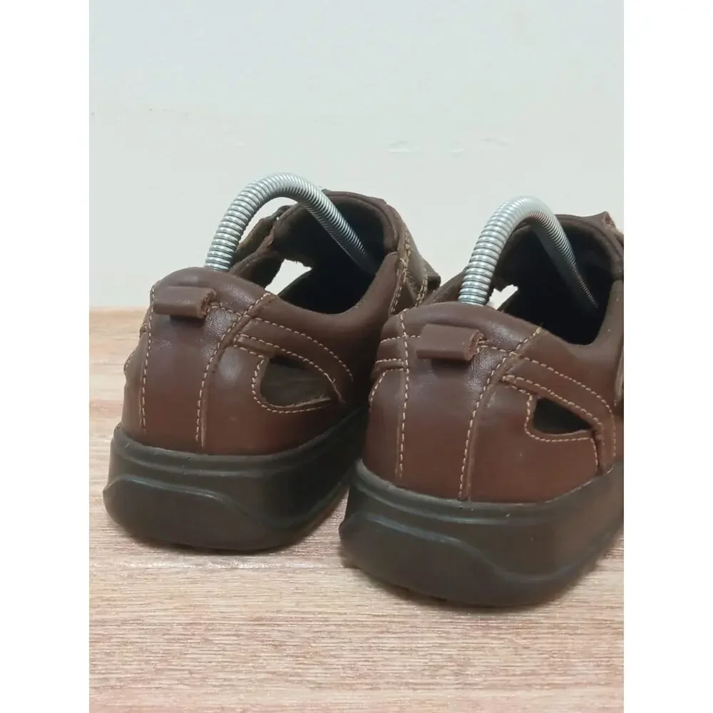 Men's Sandals Shoes Mexican Cklass Brown Leather Hook & Loop Size Size 9